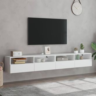Berkfield Home TV Wall Cabinets 2 pcs White 100x30x30 cm Engineered Wood | Size: 100 x 30 x 30 cm
