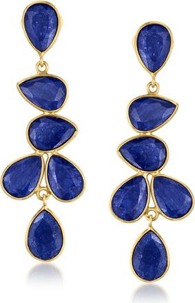 Ross-Simons Sapphire Drop Earrings in 18kt Gold Over Sterling