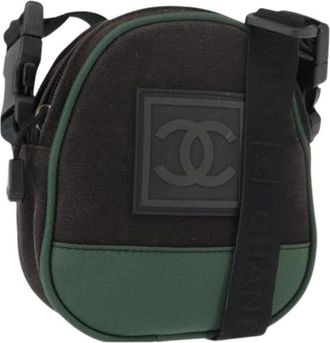 Chanel Pre-owned Cross Body Bags, female, Black, Size: ONE SIZE Pre-owned Vintage Canvas Crossbody Bag