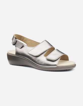 Hotter Womens Easy II Womens Wide Fit Wedge Sandals - Silver - Size: 5.5