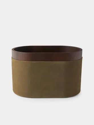 Riviere Dama Walnut and Suede Magazine Rack