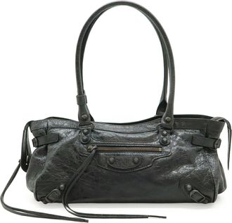 Balenciaga Black Leather Shoulder Bag Tote Bag (Pre-Owned)