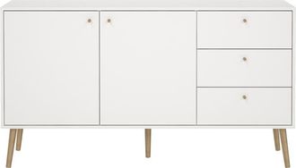 ebuy24 Aparador de 2 puertas y 3 cajones con patas de madera L147,2 cm