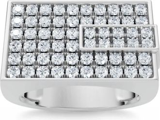 Pompeii3 Mens 1CT Diamond Rectangle Cluster Ring 10k Gold Lab Grown