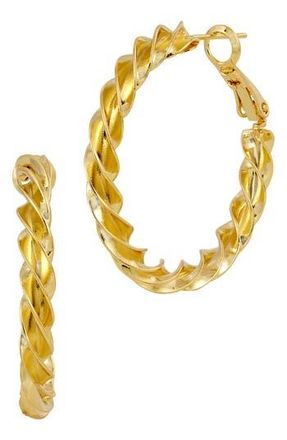 Savvy Cie Jewels Fusilli Twisted Spiral Hoop Earrings in Gold at Nordstrom Rack