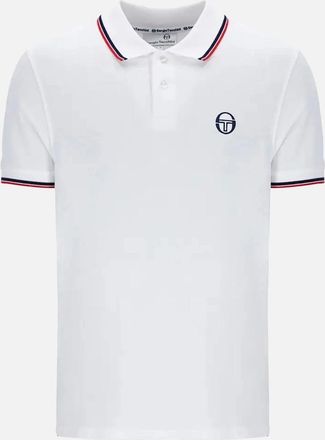 Sergio Tacchini Mens Sergio Tacchini 020 Twin Tipped Polo Shirt White/Black/Adrenaline Rush - Size: 40
