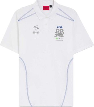 HUGO BOSS Hugo Mens Visa Cash App Racing Bulls F1 Polo Shirt (Wit)