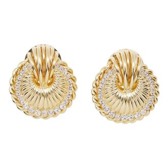 Alessandra Rich Schelpoorbellen met kristallen - Dames - Oorbellen - Geel - ONE Size - Accessoires