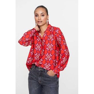 Geisha gebloemde blouse rood