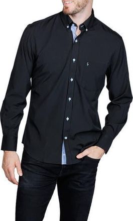 Tailorbyrd Mélange Performance Button Down Shirt in Black at Nordstrom Rack, Size Medium