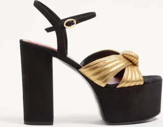 Valentino Garavani Crasher Suede Platform Sandal 125mm Woman BLACK/GOLD 35.5