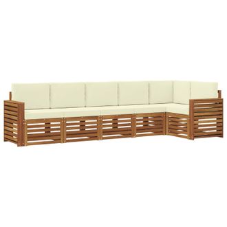 vidaXL Conjunto De Sof&aacute; Seccional Con Coj&iacute;n 6 Pcs Natural Y Crema Vidaxl