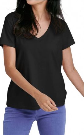 Dear John Denim Madi V Neck Jersey Short Sleeve Tee In Black