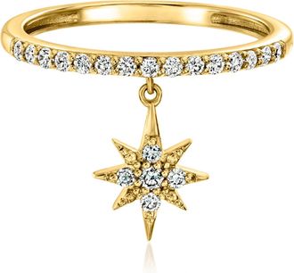 RS Pure by Ross-Simons Lab-Grown Diamond North Star Drop Ring in 18kt Gold Over Sterling