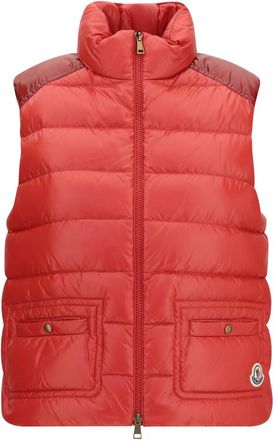 Moncler Red Quilted Mock Collar Jacket