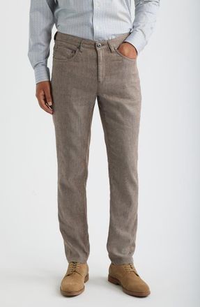 Bugatchi Straight Leg Five Pocket Pants in Tobacco at Nordstrom, Size 40 X 7