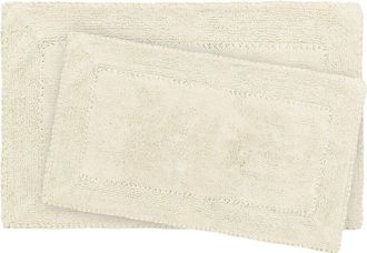 Laura Ashley Ruffle Cotton 2Pc Bath Rug Set