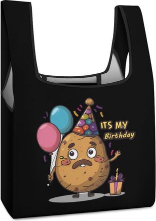Generic Its My Birthday Potato Shopping Bag Reusable Grocery Tote Bag Foldable Handbag for Travel Picnic