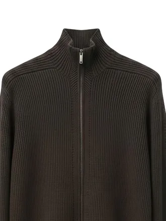 Emporio Armani Ribbed Wool Cardigan - Brown
