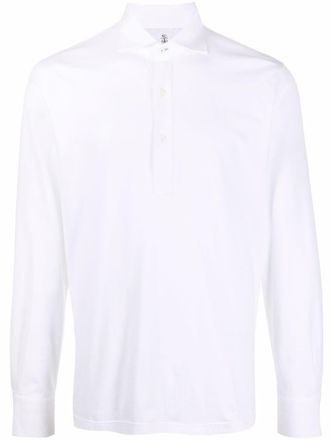 Brunello Cucinelli long-sleeve cotton polo shirt - men - Cotton - 3XL - White