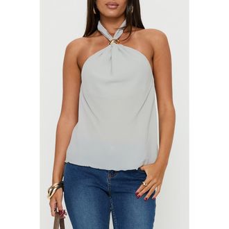 Princess Polly Darlinn Hardware Halter Top in Grey at Nordstrom, Size 12
