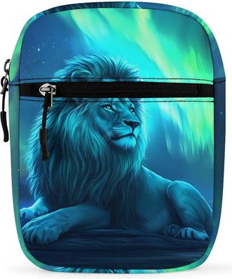 Generic Lion Northern Lights Trendy Crossbody Bag for Men Women Small Satchel Men Sling Adjustable Shoulder Strap Messenger
