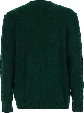 Polo Ralph Lauren Mens Crew Neck Sweater Green Wool-Cashmere Tops Top