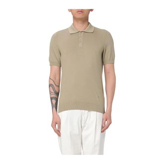Fay Polo Shirts, male, Beige, Size: S Knitted Polo Shirt Short Sleeves
