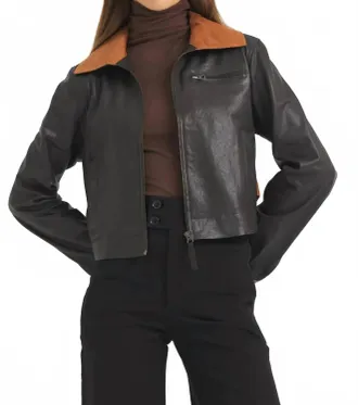 Jakett Moira Wrinkled Leather Jacket In Chocolate