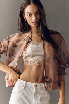 NVLT Floral Organza Bomber Jacket