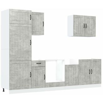 vidaXL Vidaxl - Mueble Cocina Lucca Gris Hormig&oacute;n 7 Pzas Madera Contrachapada