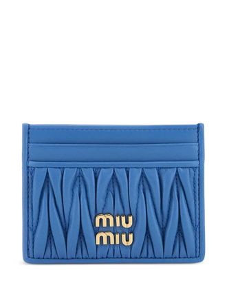 Miu Miu Leren pasjeshouder met matelassé-patroon - Blauw