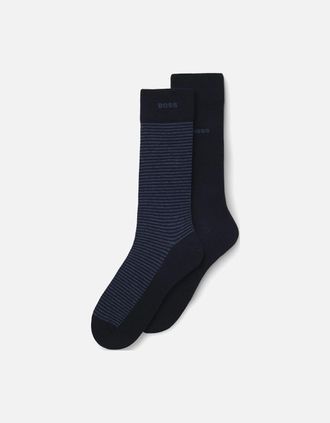 HUGO BOSS Mens 2 Pack of Stripe Socks - Navy - Size: 6/5.5/7/6.5/7.5/8