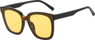 Generic Womens Large Frame Outdoor Sunglasses Mens Vacation Party Beach Sun Glasses(Yellow)