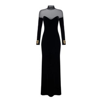 Elisabetta Franchi Kleedjes, Dames, Zwart, XL, Tule, Red Carpet Jurk