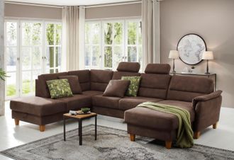 HOME AFFAIRE Wohnlandschaft »Palmera U-Form, B: 308 cm« optional Bettfunktion & Bettkasten, Federkern