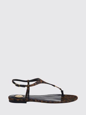 Saint Laurent Sandalo Cassandra in viscosa stampa animalier