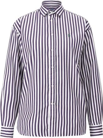 Polo Ralph Lauren Overhemden, Dames, Blauw, XS, Katoen, Gestreept Katoenen Overhemd
