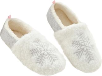UPKOCH Plush Warm Slippers Snowflake Printing Thick-soled for Winter Comfort Indoor Footwear for Home Relaxation