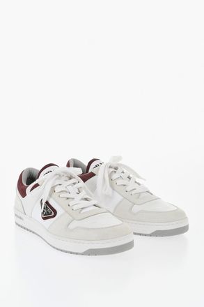 Prada Sneakers Basse in Pelle e Tessuto con Logo a Triangolo Smaltato Prada