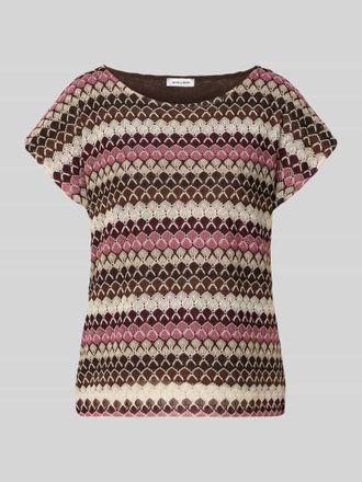 More & More T-Shirt im Allover-Look mit Rundhalsausschnitt in Bordeaux, Gr&ouml;&szlig;e 34