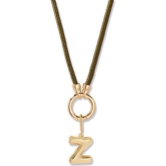 Brook & York Kai Initial Charm Necklace in Gold/Olive Z at Nordstrom