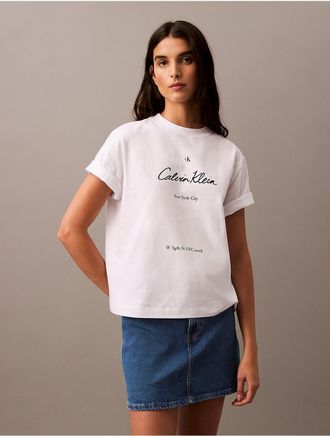 Calvin Klein Jeans Calvin Klein Womens New York Logo Graphic Boxy Fit T-Shirt - White - XS