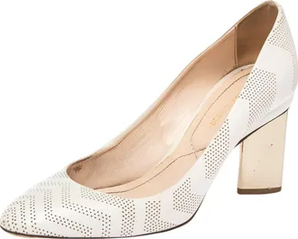 Nicholas Kirkwood White Perforated Leather Briona Prism Pumps