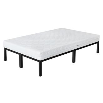 ML Design Ml-design Cama De Estructura Metalica Negra 120x200 Cm Sobre Marco De Acero Inoxidable Con Colch&oacute;n De Espuma Fr&iacute;a 16cm De Altura Con Certificaci&oacute;n Oek