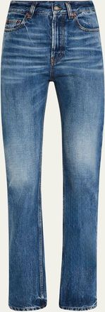 Saint Laurent Mid-Rise Faded Denim Bootcut Jeans