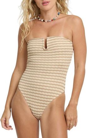 Billabong Wavey Daze Aria One-Piece Swimsuit in Cobblestone at Nordstrom, Size X-Small