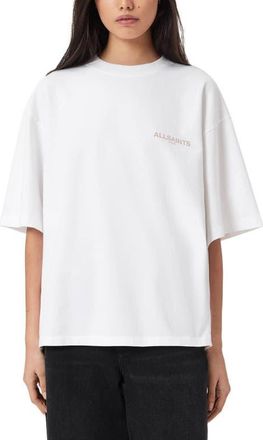 AllSaints Tempus Amelie Oversize Cotton Graphic T-Shirt in Optic White at Nordstrom, Size Medium