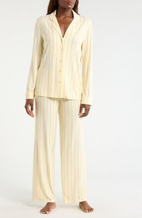 Nordstrom Moonlight Eco Knit Pajamas in Yellow Jane Stripe at Nordstrom, Size X-Small