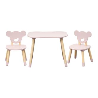 Mobili Rebecca Mobili Rebecca - Mesa Y 2 Sillas Para Ni&ntilde;os Rebecca Mobili Sika 44x60x56 Mdf Pino Rosa Marr&oacute;n Conjunto 3 Pzs